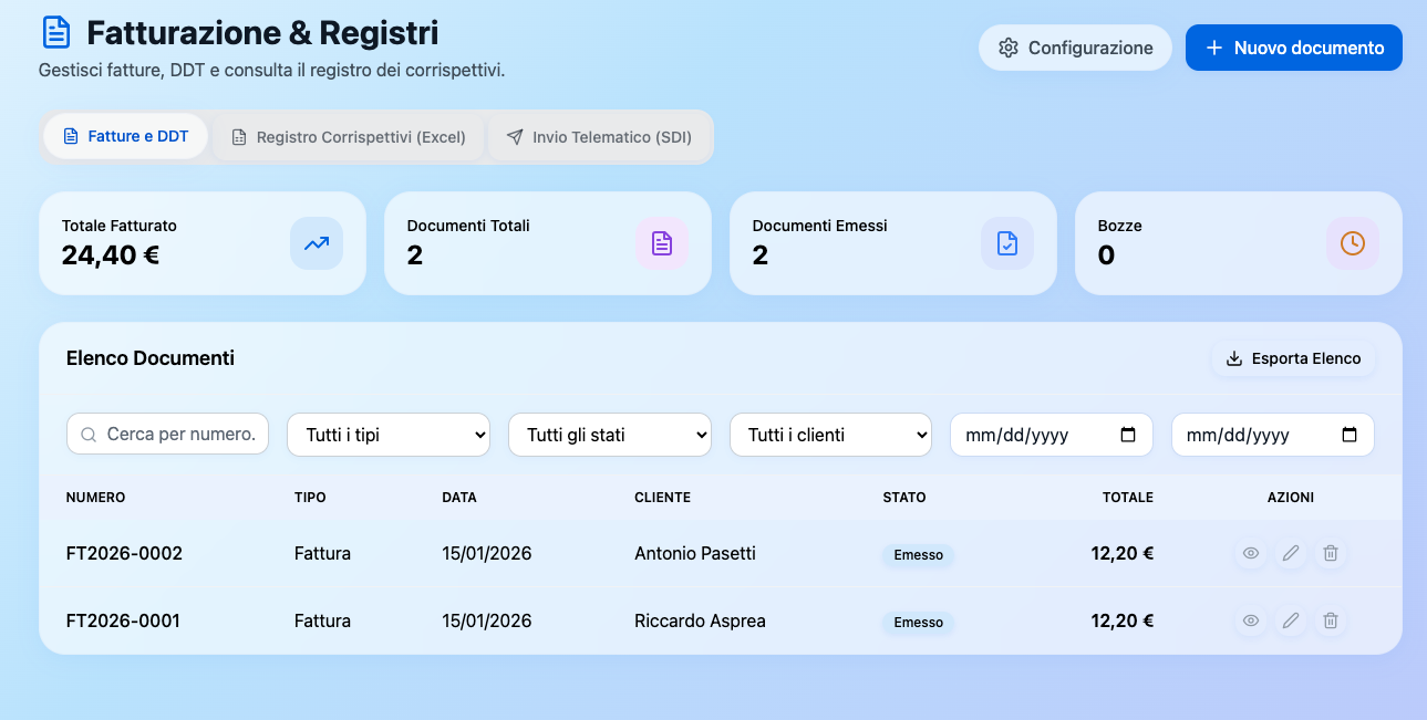 Interfaccia Fatturazione